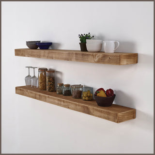72" Handcrafted Real Wood Floating Shelf